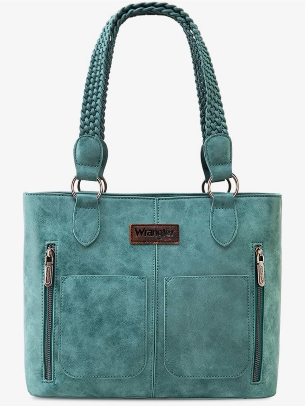 Wrangler Teal Blue Western Tote Bag with Braided Handles